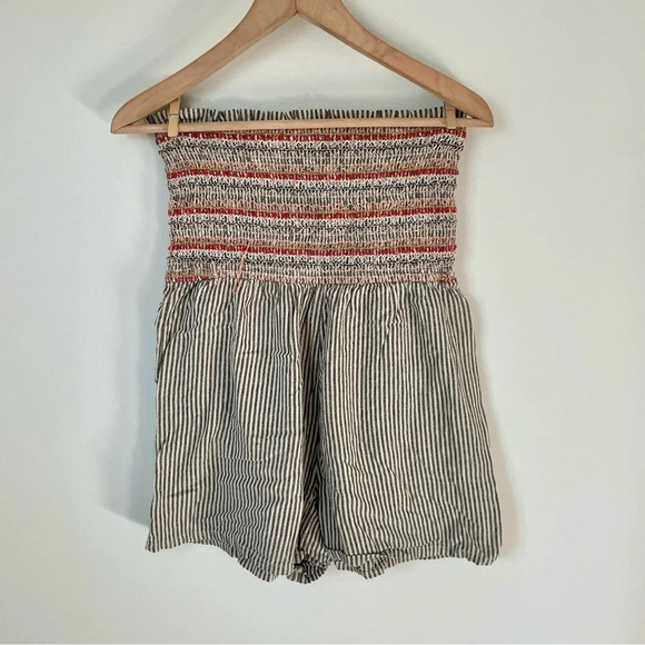 American Eagle Sleeveless Linen/Cotton Blend Embroidered Romper - Picture 2 of 6